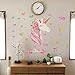 HUABEI Wall Decals Unicorn Golden Heart Bow Star Wall Sticker for Girls Vinyl Peel and Stick Fairy Removable Baby Kids Room Nursery Party Decoration
