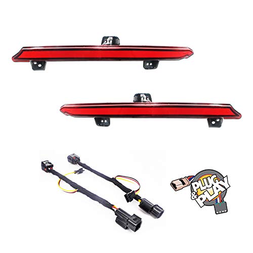 GTINTHEBOX OEM Red Lens Led Rear Bumper Reflector Brake Tail Light w/Sequential Flash Singal Lights for 18 19 Honda Accord