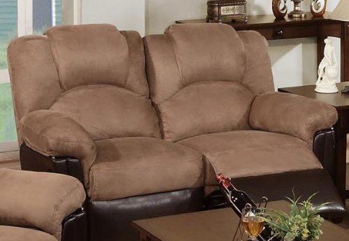 Bobkona Motion Loveseat in Saddle Microfiber by Poundex