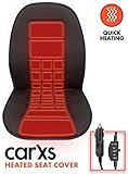 carXS Heated Car Seat Cushion - Universal 12V Padded Car Seat Heater with Dual Heat Settings & Switch - Quick Heating Seat Cover for Car and Truck (Black)