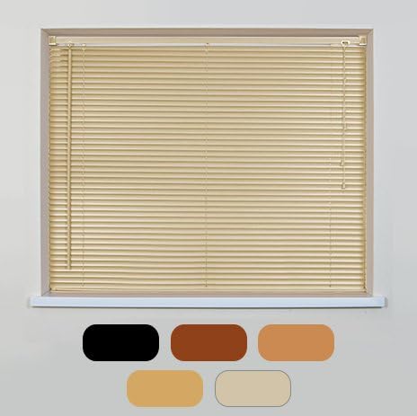 Woodgrain Effect PVC Venetian Blinds - Multiple Colours & Sizes (105cm x150cm, Natural)