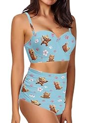 Howilath Women Two Piece Cute Kitty Paw Swimsuits