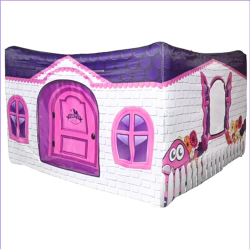 Pretty Playhouse Inflatable Fort, Indoor Outdoor Play Structure, 5x5x3 Feet, with Hand Pump, Machine Washable, for Ages 3+ (Pretty Playhouse)