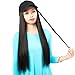 21″ Baseball Cap With Synthetic Hair Extensions Long Straight Hairpiece Wig with Adjustable Black Baseball Hat with Hairthumb 2