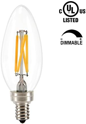 Grozon LED Chandelier Bulb, 3.5W Dimmable (40W Equivalent), E12 Base Edison LED Bulb, 2700K, UL Listed, Blunt Tip, 1 Pack