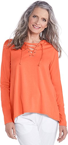 Coolibar UPF 50+ Women's Lace Up Top - Sun Protective (X-Large- Sunset Orange)