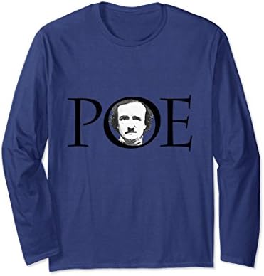 Unisex Edgar Allan Poe Long Sleeve T Shirt Author of The Raven 2XL Navy