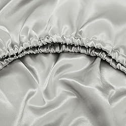 Queen Silk Satin Fitted Sheet, Soft Deep Pocket