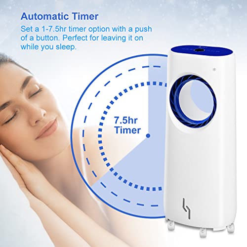 Evaporative Portable Air Cooler Tower Fan With Ice Packs, 3 Speeds, Low