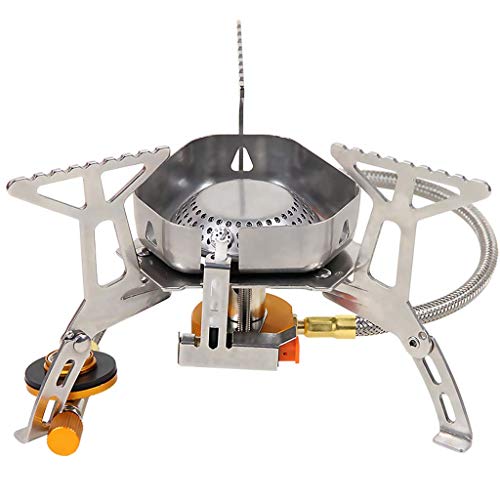 Outdoor Camping Stove Stainless Steel Windproof Cookware Portable Picnic Burner with Storage Case for Outdoor Traveling Picnic BBQ (Sliver)
