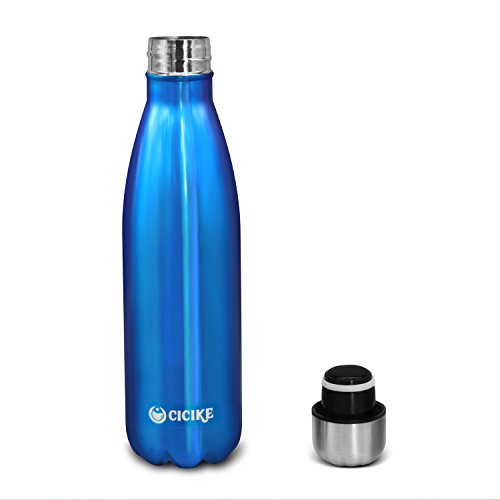 Cicike Reusable and Portable Stainless Steel Vacuum Insulated Drinking Water Bottle, Leak Proof Metal Water Bottle, 17oz/500ml, BPA Free, Narrow Mouth, Keeps Water Cold 24 Hours and Hot for 12