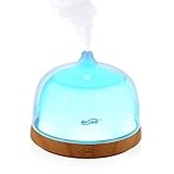 Housmile 200ml Aromatherapy Essential Oil Diffuser Ultrasonic Cool Mist Aroma Wood Grain Humidifier with 3 Adjustable Mist Mode, Waterless Auto Shut-Off, 7 Changing Color LED Lights - Brown