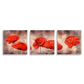 Canvas Wall Art Abstract Transparent Flowers Painting Artwork for Home Prints Framed - 12"x12"x3 Panels
