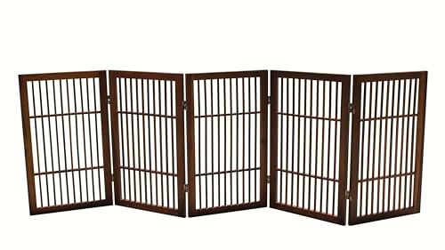 Urnporium Freestanding Pet Gate 5 Panel Brown