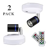LEASTYLE Wireless Spot Lights Battery Operated Accent Lights LED Spotlight Dimmable Picture Lights with Remote Stick on Anywhere Indoor Rotatable Wall Light for Art,Warm White(2 Pack)