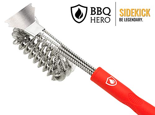 BBQ Hero Sidekick: Premium Stainless Steel Bristle Free Grill Brush | Works On Almost All Grill And Barbecue Surfaces