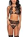 Avidlove Women Lace Lingerie Set with Garter Belts Lace Teddy Babydoll Bodysuit Black S