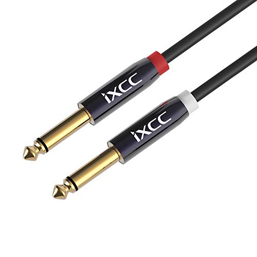 iXCC [10Feet] Guitar Instrument Cable, 6.35mm 1/4" TS to 6.35mm 1/4" TS Adapter, Gold Plated Stereo Audio Converter for Electric Guitar, bass Guitar, Electric Mandolin, pro Audio