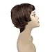 Ty.Hermenlisa 100% Real Virgin Brazilian Remy Human Hair Wigs for Black Women Natural Color Wavy Short Bobs Hairpieces with Elastic Strap, 66g, Copper Brown