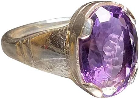 ALDOMIN Natural Energized Amethyst Crystal Adjustable Ring in .925 Sterling Silver