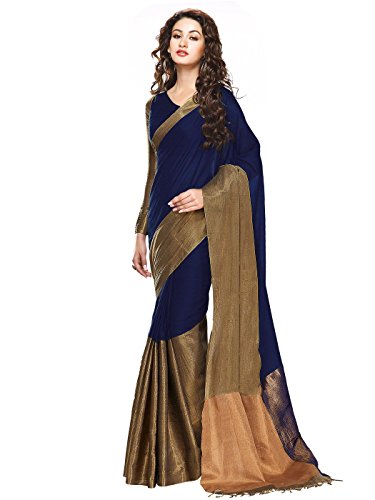 Shonaya golden cotton silk printed saree & unstitch…
