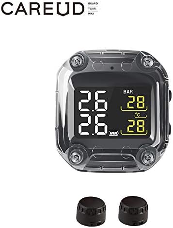 Onewell Wireless Digital Motorcycle Tire Pressure Gauge Monitoring System, Waterproof TPMS Digital LCD Display,Tire Pressure Gauge Monitoring System 2 Sensors for for Motorcycle