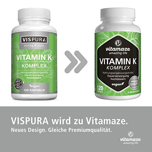 Vitamin K Komplex hochdosiert & vegan, K1 1.000 mcg + K2 Menaquinon (1.000 mcg MK4 + 200 mcg MK7), 120 Kapseln für 4 Monate, beste Bioverfügbarkeit, Made in Germany – Bild 3