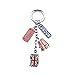 LUOEM London Keychain UK Flag Metal Keychain Souvenir with Phone Booth Double-Decker Bus for Car Bag British Christmas Party Decorations