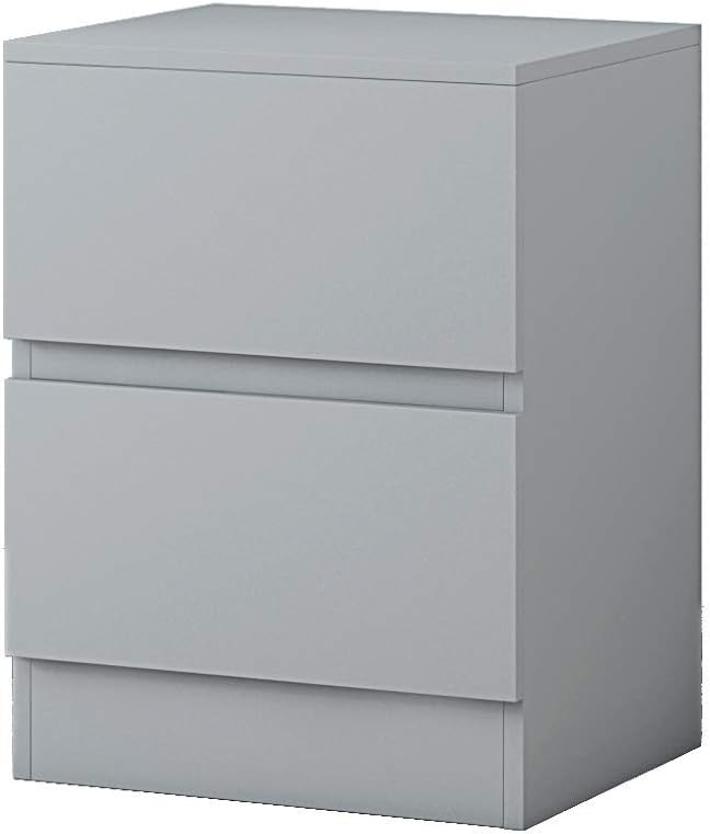 Matt Grey 2 Drawer Bedside Cabinet Small Chest Of Drawers Modern No Handle Design Bedroom Furniture Amazon Co Uk Kitchen Home