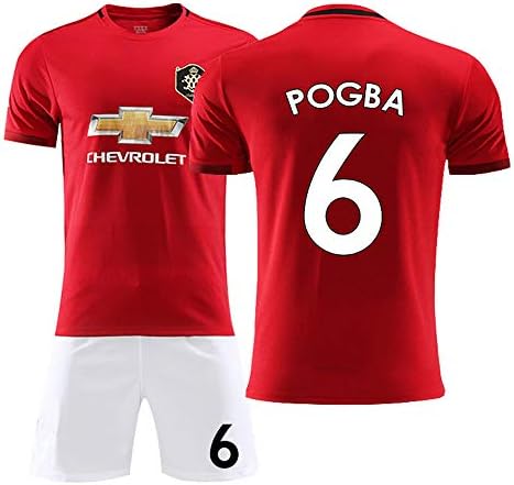 HANGESS T-shirt Soccer Uniform - Sports Training Jersey NO.6Paul Pogba - Season 2019-2020 Home Official License Boys, Girls, Men And Women, Children (red)