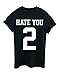 Yonala Fashion Letter Print Cotton Casual T-shirt Tops,Small,Black