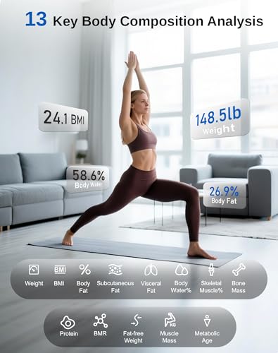 GE Smart Scale for Body Weight: BMI Body Metrics Digital Bathroom Scales, 13 Body Composition Monitor for Home Gym, Bluetooth App Sync, Accurate 400lb Weighing, Black 11inch