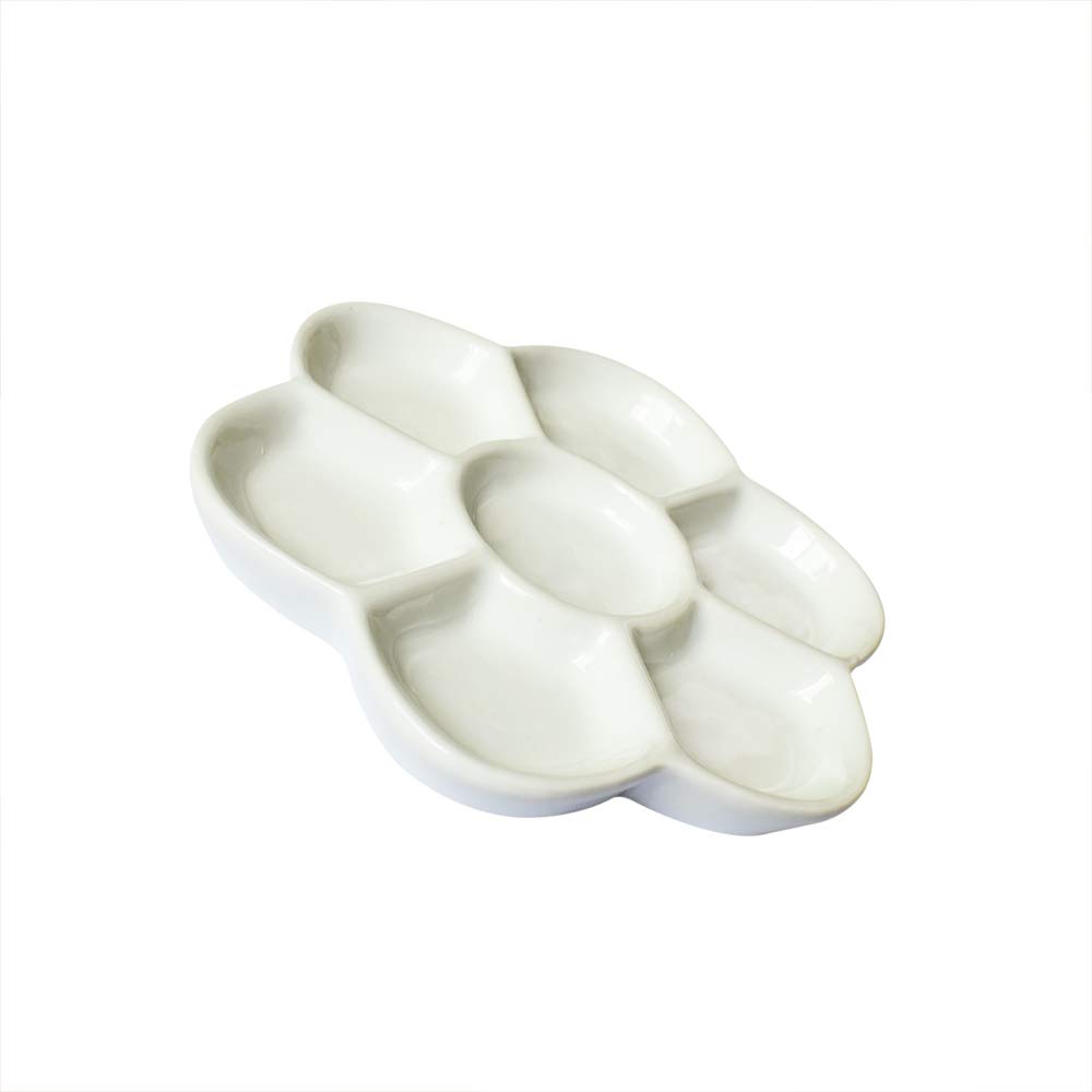 Pirhosigma 5" Diameter Flower Paint Palette Glazed Watercolor Painting Mixing Ceramic Palette