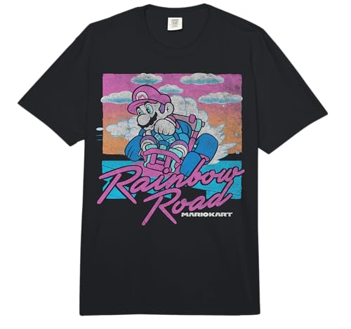 Mario Kart Mario Rainbow Road Pastel Poster Comfort Colors Adult Heavyweight T-…