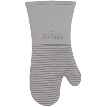All-Clad Textiles Deluxe Heat and Stain Resistant Oven Mitt. Made of Silicone Treated Heavyweight 100-Percent Cotton Twill, Machine Washable, 14 x 6.5 Inches, Titanium