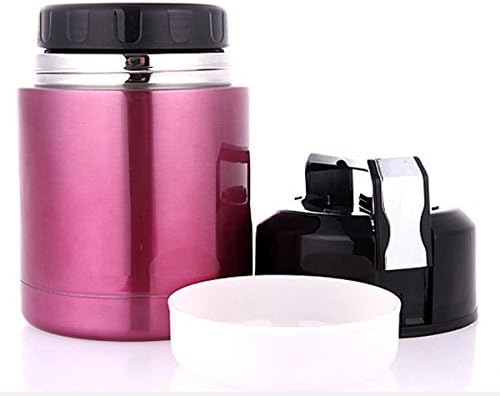 1000ml Vacuum Food Burning Pot Insulated Food Jar Stainless Steel Thermal Lunchbox Food Container - Rose Red