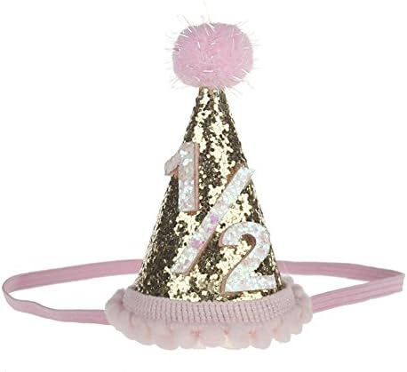 JasmineLi Toddler Boys Girls Birthday Hat Hairband Glistening Sequin Cone Shape Headband Headwear