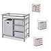 Costzon Baby Changing Table, Infant Diaper Changing Table Organization, Diaper Storage Nursery Station with Hamper and 3 Baskets (Gray+White)