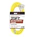 25 Foot Lighted Outdoor Extension Cord with 3 Electrical Power Outlets - 12/3 SJTW Heavy Duty Yellow Extension Cable with 3 Prong Grounded Plug for Safety