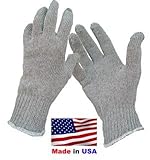 Glove knit cotton gray LARGE Made in USA