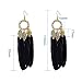 Pandahall 1 Pair Fashion Feather Earrings with Brass Earring Hooks Dangle Earrings for Women Lady Gifts (Black)