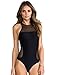 ALICE-X&S Women's One Piece High Neck Mesh Zipper Back Bodysuit Swimsuits Size M