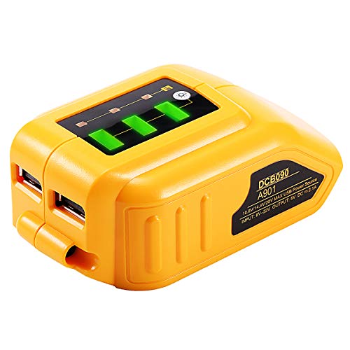12V/20V Max 2 Port USB Power Source Compatible with Dewalt DCB090 Converters Dewalt USB charger Adapter for Lithium Battery - Thumbnail 7