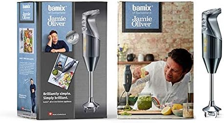 Bamix Jamie Oliver with Multi Purpose Blade, Whisk, Beater, Dry Grinder, Beaker & Lid Plus Jamie Oliver Booklet