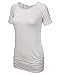 NINEXIS Women's Basic Short Sleeve Round Neck Tunic Top with Shirred Sides