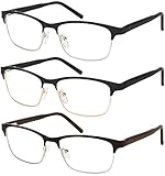 Reading Glasses Set of 3 Elegant Half Rim Spring Hinge Readers Quality Glasses for Reading Men & Women