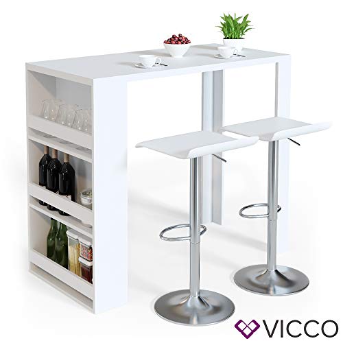 Vicco Bartisch Bar Weiß Anthrazit Tresen Bartresen Stehtisch Tisch Tresentisch Bistrotisch Küche mit 3 extra Fächern… – Bild 8