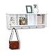 Floating Shelf Coat Rack Wall Mounted Cabinets Hanging Entryway Shelf w/ 4 Hooks Storage Cubbies Organizer White