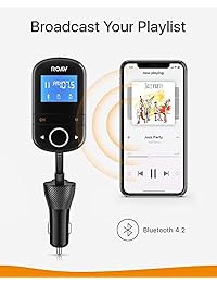 Anker Roav SmartCharge F3, Adaptador de radio para transmisor FM inalámbrico para el automóvil, Receptor Bluetooth 4.2, Aplicación ROAV dedicada, Carga rápida 3.0, Salida AUX, Unidad USB, Ranura para tarjeta microSD