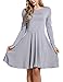 Meaneor Women's Elegant Solid Long Sleeve Scoop Neck Fit and Flare Mini Dress